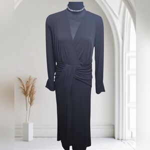 Eloquii Black Long Sleeve Wrap Dress